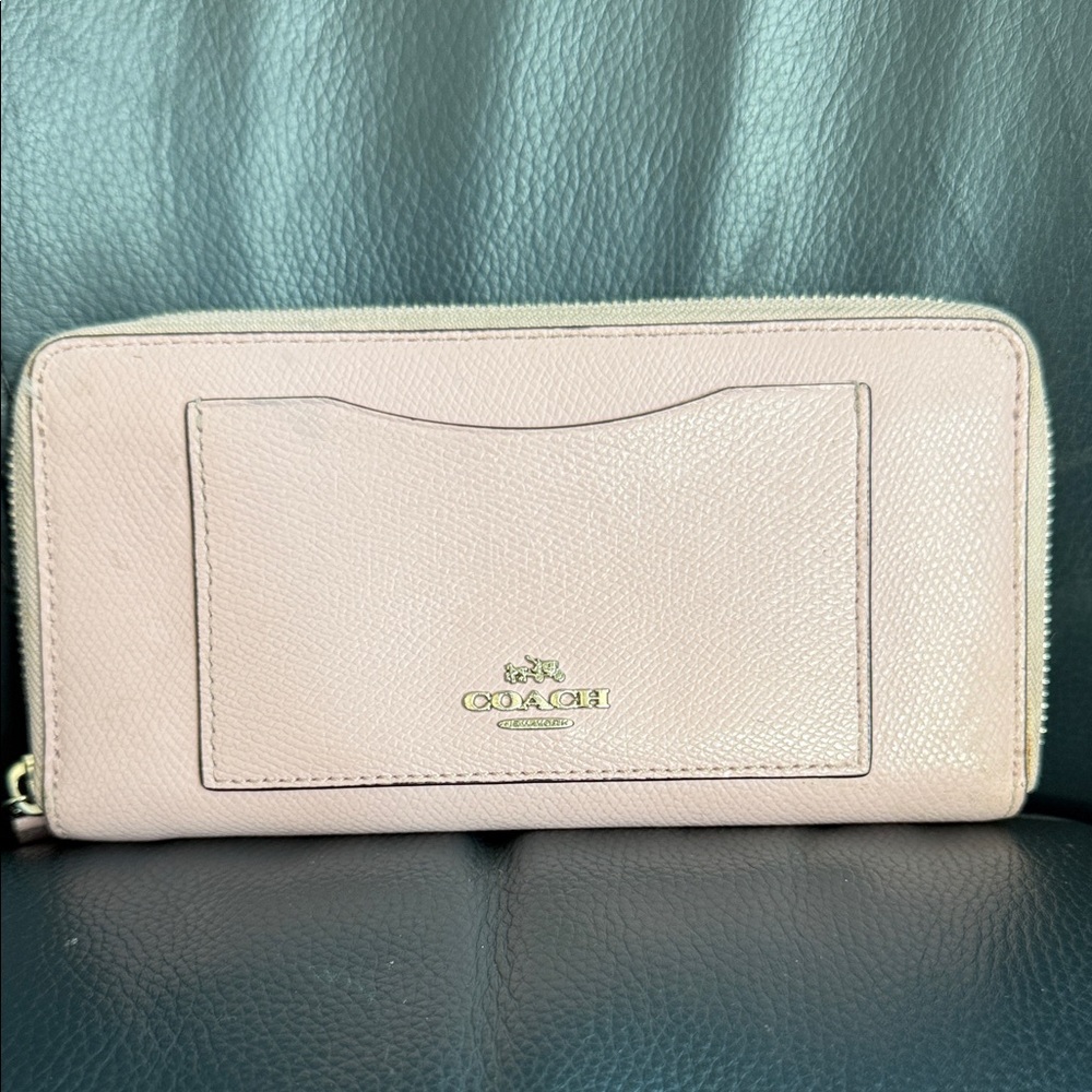 Coach Blush Leather Zip Wallet